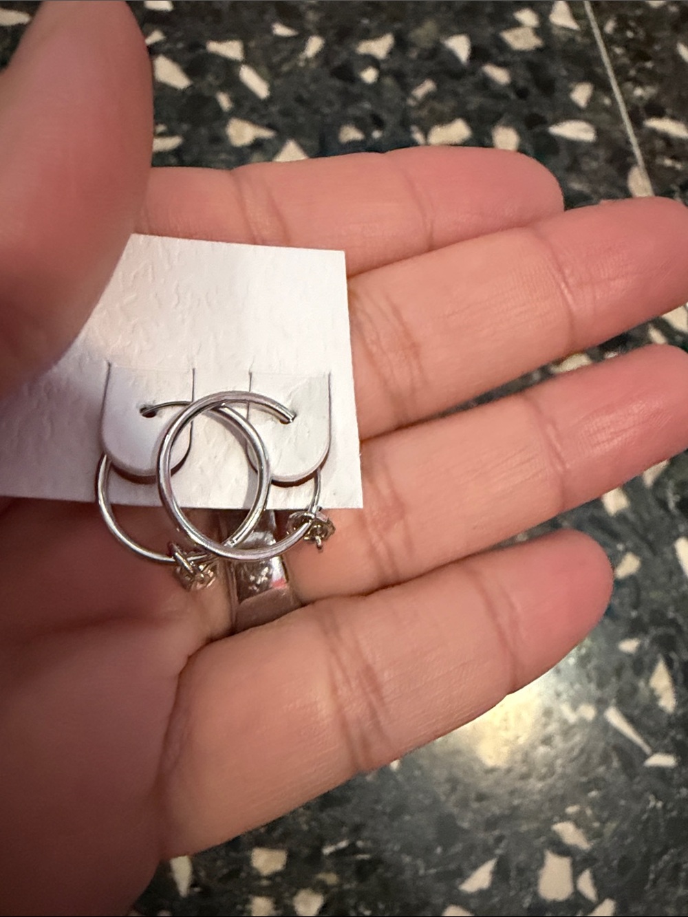 Silver Hoop Earrings with Dangle Charms - Women Jewelry
